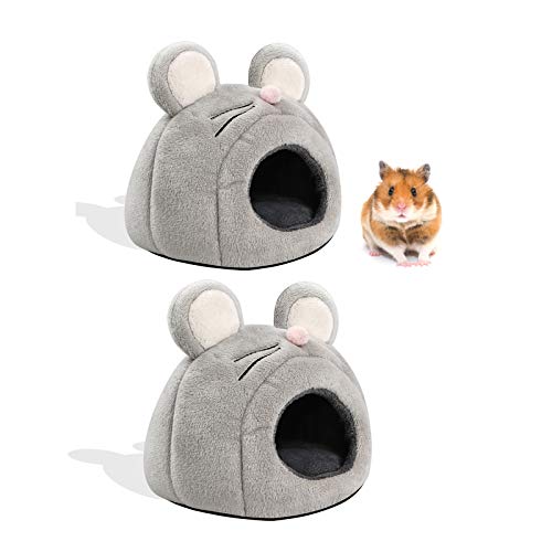 Guinea Pig Bed House, Small Animal Warm Bed House Cage Cave Bed with Removable Pillow Cushion, Hamster Hedgehog Winter Nest, Rat Chinchillas Habitat Bed, Pack of 2