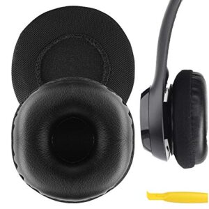 geekria quickfit protein leather replacement ear pads for logitech h390, h600, h609, headphones earpads, headset ear cushion repair parts (black)