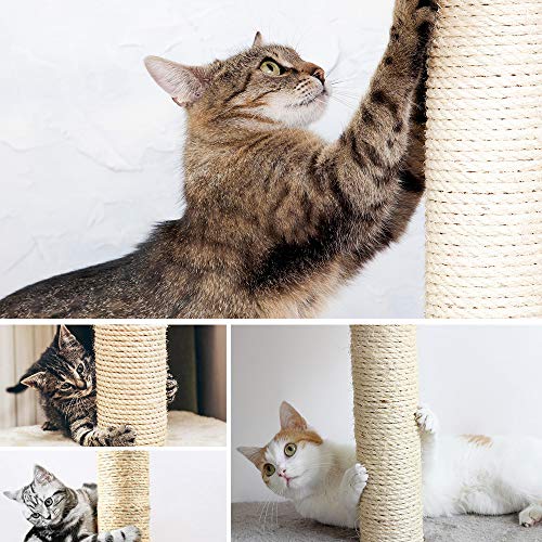 GIOPACO Cat Tree Small Cat Tower, Kitten Activity Centre with 2 Sisal Cat Scratching Posts/Condo/Padded Plush Perches/2 Platforms/Self Groomer Brush Post/Swinging Ball, for Kittens Cats (Dark Grey)