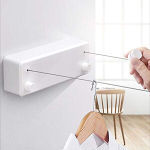 Retractable Clothesline Stainless Steel Adjustable Dual Rope Wall Mounted Clothesline Laundry Drying Line for Bathroom