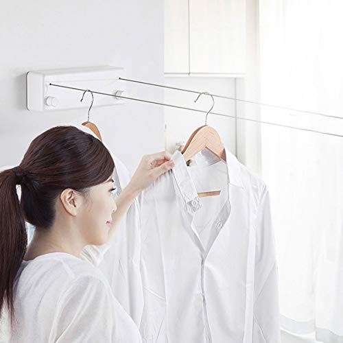 Retractable Clothesline Stainless Steel Adjustable Dual Rope Wall Mounted Clothesline Laundry Drying Line for Bathroom