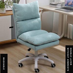 SYCARPET Armless Swivel Desk Chair, Removable Upholstered Ergonomic Computer Chair with Mute Caster, Adjustable Height