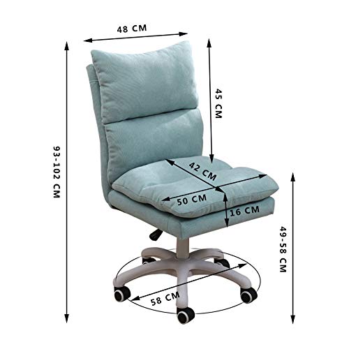 SYCARPET Armless Swivel Desk Chair, Removable Upholstered Ergonomic Computer Chair with Mute Caster, Adjustable Height