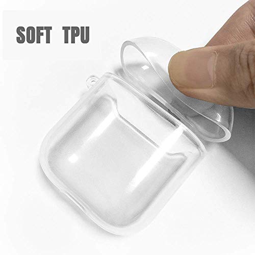 Custom AirPods Case for Apple AirPod 2 and 1, Shock Soft Absorption Clear TPU Cover, Customized Name Clear Airpod Cases with Keychain