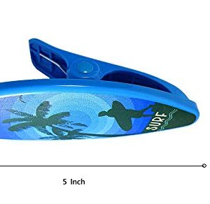 2 Pack Set Pair of Surfboard Style Beach Towel Clips Jumbo Size for Beach Chair, Cruise Beach Patio, Pool Accessories for Chairs, Household Clip, Baby Stroller. by C&H Solutions