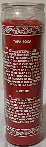 Veladoras Misticas Shut Up (Tapa Boca) 7-Day Unscented Candle Red in Glass