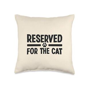 reserved for the cat throw pillow cute cat lover decoration, 16x16, multicolor