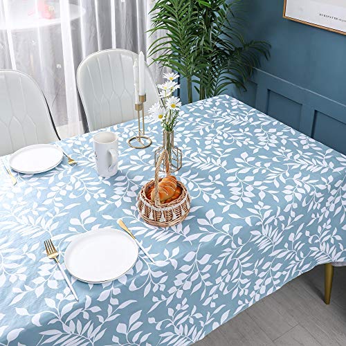 Rectangular Vinyl Tablecloth ,Heavy Duty 100 % Waterproof Oil-Proof Wipeable with bflannel Backing for Kitchen Party Picnic Dining Spring Summer Indoor & Outdoor(Blue, 60X84 Inch)…