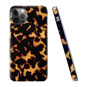 ucolor case compatible with iphone 12 pro max (6.7") for girls marble pattern stylish matt hybrid ultra slim soft tpu protective case for iphone 12 pro max 6.7" 2020 (tortoise shell)