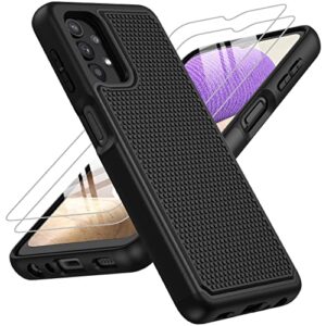 jxvm for samsung galaxy a32 5g case: dual layer protective heavy duty cell phone cover shockproof rugged with non slip textured back - military protection bumper tough - 6.5inch (matte black)