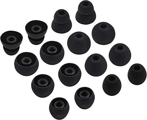 BLUEWALL Ear Tips Eartips Earbuds Gel Cushion Replacement for Beats Flex Wireless Headphones, Small/Medium/Large/Double Flange Size Soft Silicon Earbud Tips for Beats Flex, 8 Pairs Black