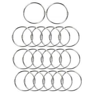 loose leaf binder rings office book ring clips 2 inch (20 pack) for index cards note paper metal nickel plated (silver)