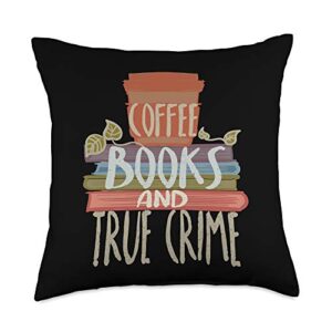true crime fan gifts by k true crime coffee books throw pillow, 18x18, multicolor