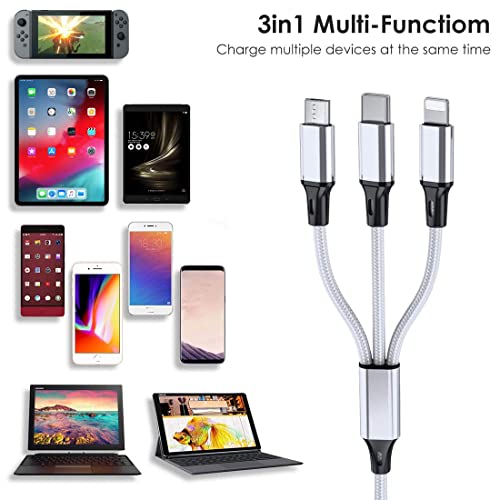Multi Charging Cable, 10ft 2Pack Multi Phone Charger Cable Braided Universal 3 in 1 Charging Cord Extra Long Multiple USB Cable with USB C, Micro USB Port Connectors for Cell Phones and More