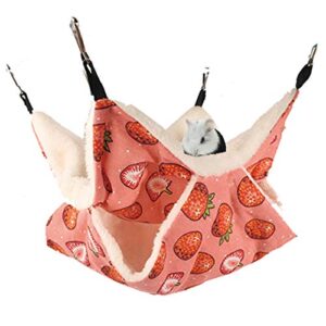 leftstarer pet small animal hanging hammock ferret bunkbed cage toy for hamster rat sugar glider parrot guinea pig hideout play sleep (strawberry)