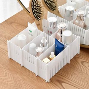 xiclass 15pcs Drawer Dividers Adjustable Drawer Storage Organizer for Clutter Kitchen Cutlery Dresser Makeup Tools Socks Can Help Tidy Office Desk Clinic Bedroom (White, 38cmx11cm)