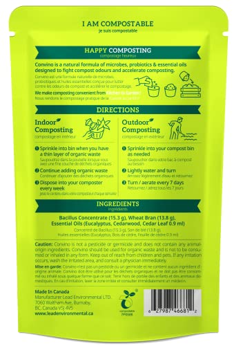 Convino: A Compost Starter/Accelerator Which Help to Reduce Kitchen Waste Odor and Convert Yard Waste to Fertile Humus for All Composting Systems. Comes in 1 Package That Contains 4 Packets Inside