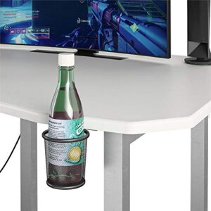 NTENSE Quest, Ergonomic, Home Office, Work Table, Computer, Gaming Room, Sitting Desk, Cup Holder, Headphone Hook, CPU Stand, White