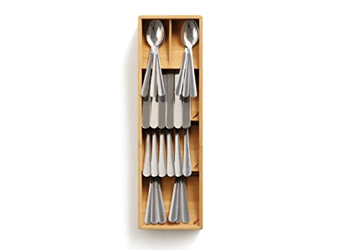 Joseph Joseph 85168 DrawerStore Compact Utensil Organizer For Kitchen Drawer Silverware, Flatware Tray, Small, Bamboo