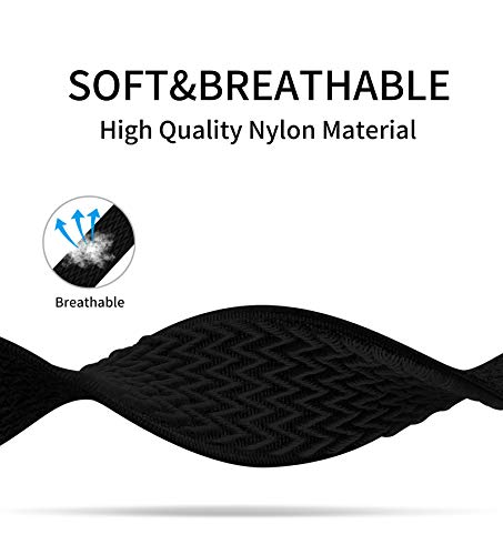 OHCBOOGIE Stretchy Solo Loop Strap Compatible with Apple Watch Bands 38mm 40mm 41mm,Adjustable Stretch Braided Elastics Weave Nylon Women Men for iWatch Series 8/7/6/5/4/3/2/1 SE Ultra,Black