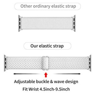 OHCBOOGIE Stretchy Solo Loop Strap Compatible with Apple Watch Bands 38mm 40mm 41mm,Adjustable Stretch Braided Elastics Weave Nylon Women Men for iWatch Series 8/7/6/5/4/3/2/1 SE Ultra,Black