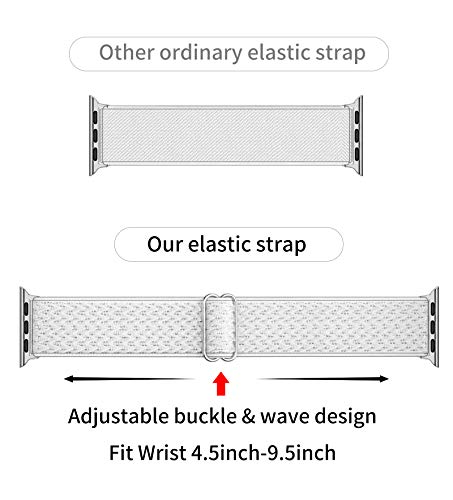 OHCBOOGIE Stretchy Solo Loop Strap Compatible with Apple Watch Bands 38mm 40mm 41mm,Adjustable Stretch Braided Elastics Weave Nylon Women Men for iWatch Series 8/7/6/5/4/3/2/1 SE Ultra,Black