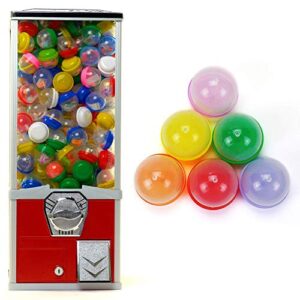 vending machine - big capsule vending machine bundle with 2 inch acorn capsules 120 pcs - prize machine - commercial vending machine for 2 inch capsules gumballs bouncy balls - red