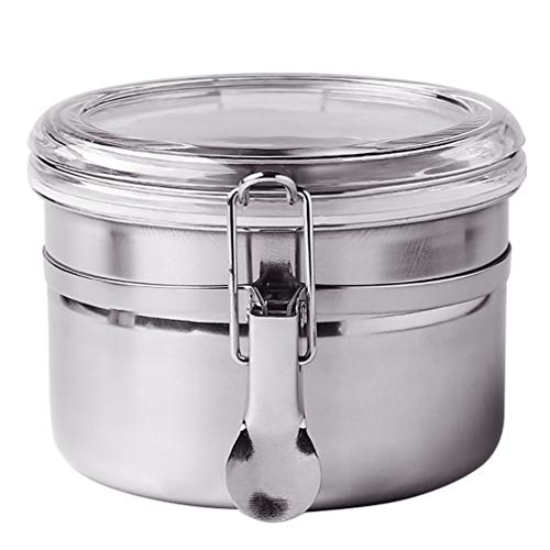 Stainless Steel Airtight Canister Food Storage Container Sugar Tea Coffee Cookies Snacks Kitchen Jar with Clear Lid and Locking Clamp