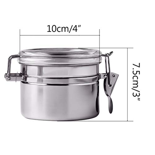 Stainless Steel Airtight Canister Food Storage Container Sugar Tea Coffee Cookies Snacks Kitchen Jar with Clear Lid and Locking Clamp