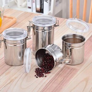 Stainless Steel Airtight Canister Food Storage Container Sugar Tea Coffee Cookies Snacks Kitchen Jar with Clear Lid and Locking Clamp