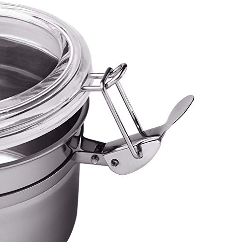 Stainless Steel Airtight Canister Food Storage Container Sugar Tea Coffee Cookies Snacks Kitchen Jar with Clear Lid and Locking Clamp