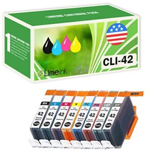 limeink 8 pack compatible high yield ink cartridges replacement for cli-42 (1 black, 1 cyan, 1 magenta, 1 yellow, 1 photo c, 1 pm, 1 gray, 1 light gray) for canon pixma pro-100 100 100s pro100 cli 42