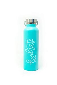 cute water bottles for women, teal hydrate, insulated stainless steel travel thermos for gym hydration sport & hot yoga thermal flask for college students, sorority & teen girls