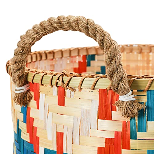 Bloomingville Hand-Woven Bamboo Handles, Multi Color, Set of 2 Basket, 2