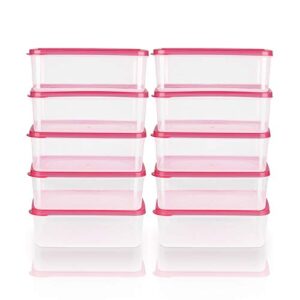 tauno easy lock & open food storage containers | plastic kitchen organizer with lids | bpa free nesting | set of 10 pack 72 cup total