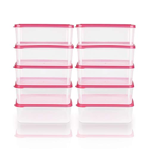 Tauno Easy Lock & Open Food Storage Containers | Plastic Kitchen Organizer with Lids | BPA Free Nesting | Set of 10 Pack 72 Cup Total