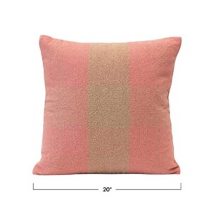 Creative Co-Op Woven Recycled Cotton Blend Plaid, Pink & Tan Color Pillow