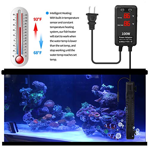 SZELAM Submersible Aquarium Heater,300W Fish Tank Heater with Intelligent Temperature Probe and 2 Suction Cups,Suitable for Marine Saltwater and Freshwater