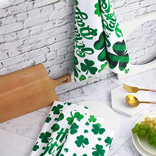 4 Pieces St. Patrick's Day Hand Towels Irish Shamrock Kitchen Towels Bath Towels Dish Towels Bathroom Towel for St Patrick's Day Decoration