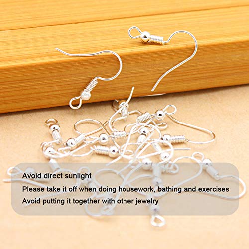 925 Sterling Silver Earring Hooks 150 PCS/75 Pairs,Ear Wires Fish Hooks,500pcs Hypoallergenic Earring Making kit with Jump Rings and Clear Silicone Earring Backs Stoppers (Silver)