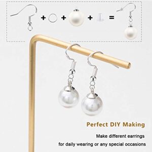 925 Sterling Silver Earring Hooks 150 PCS/75 Pairs,Ear Wires Fish Hooks,500pcs Hypoallergenic Earring Making kit with Jump Rings and Clear Silicone Earring Backs Stoppers (Silver)