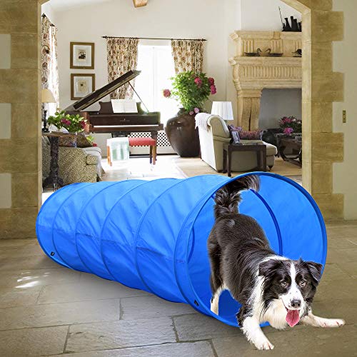 XiaZ Dog Agility Equipments, Obstacle Courses Training Starter Kit, Pet Outdoor Games for Backyard Includes Dog Tunnel, Jumping Ring, High Jumps, 4 Pcs Weave Poles, Pause Box with Carrying Case