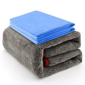 Super Thick 36" X24" Pro Microfiber Car Wash Drying Towel Over 1.2 lbs, 1200GSM,Blue Chamois Cloth, Сar Shammy Towel 26" x 17",Super Absorbent Chamois Cloth for Car