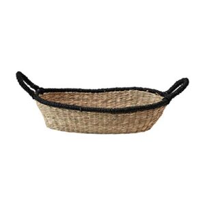 bloomingville seagrass handle & black trim, natural basket (ah1702)