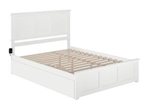 afi madison queen platform bed with matching footboard and turbo charger with twin extra long trundle in white