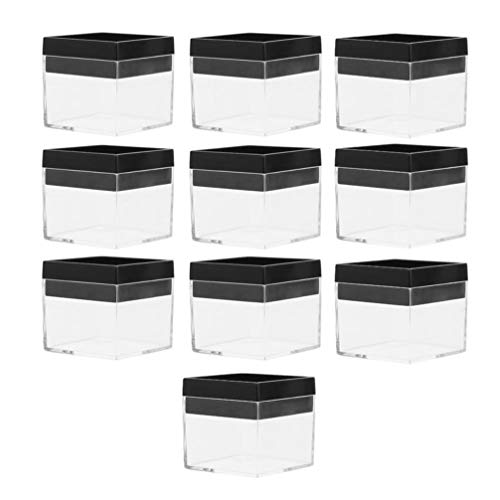 Baluue 20pcs Square Transparent Plastic Box Natural Rough Mineral Specimen Display Case Holder Jewelry Storage Container for Home Office Countertop