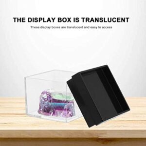 Baluue 20pcs Square Transparent Plastic Box Natural Rough Mineral Specimen Display Case Holder Jewelry Storage Container for Home Office Countertop