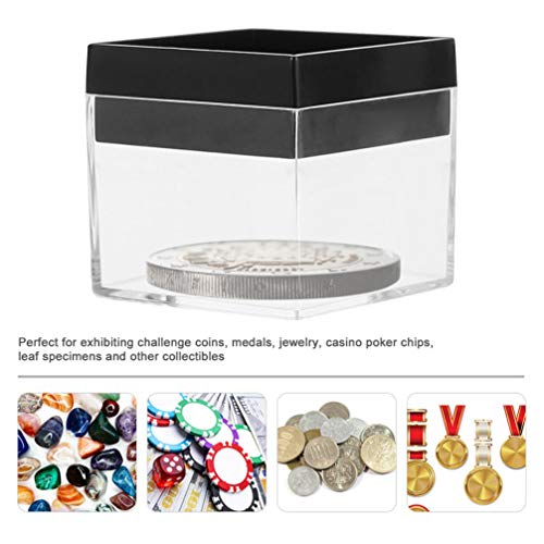 Baluue 20pcs Square Transparent Plastic Box Natural Rough Mineral Specimen Display Case Holder Jewelry Storage Container for Home Office Countertop