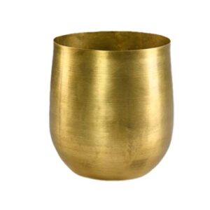serene spaces living raw brass vase, brass decorative accents use as brass planter for plant, gold flower vase for wedding or event centerpiece, metallic pot for home, measures 6" tall & 5.5" diameter