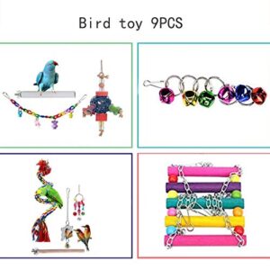 Bird Toys Parrot Toys - 9Pcs Parrot Swing Chewing Toys Cockatiels, Macaws, Parrots, Love Birds, Finches Parakeet Toys Bird Cage Accessories